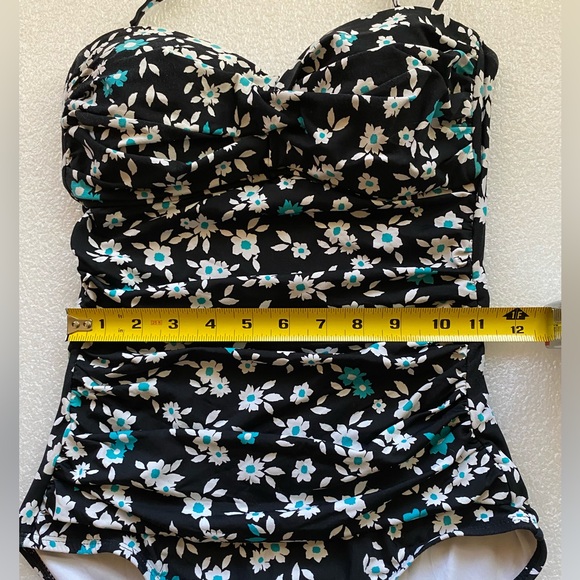 Anne Cole One Piece Shirred Front Floral Bandeau Swimsuit Size 6 - Picture 7 of 13